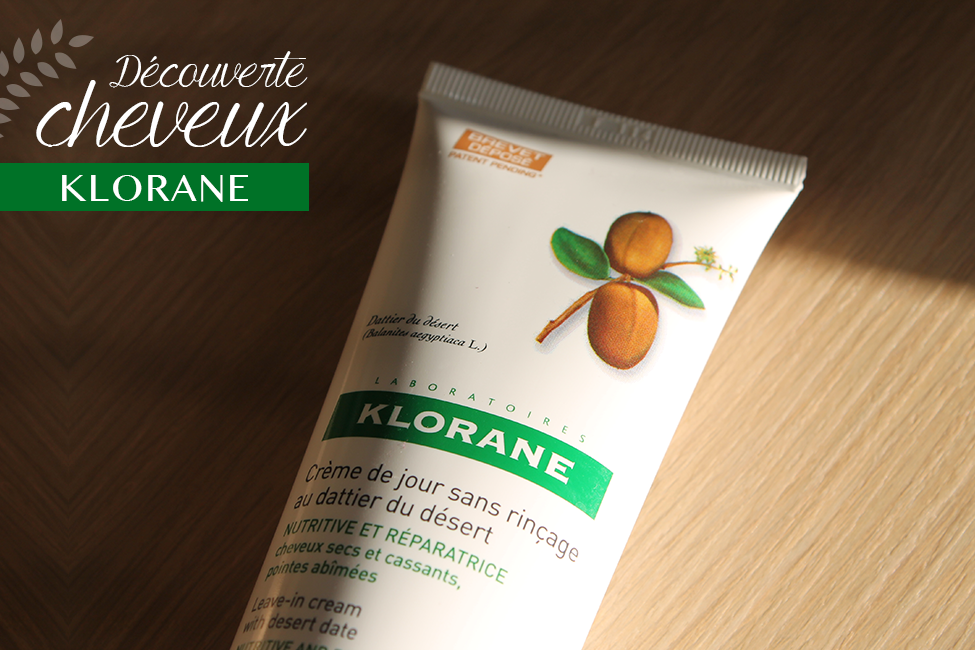 Crème de jour cheveux Klorane sans rinçage au dattier du désert nutritive et réparatricepackaging