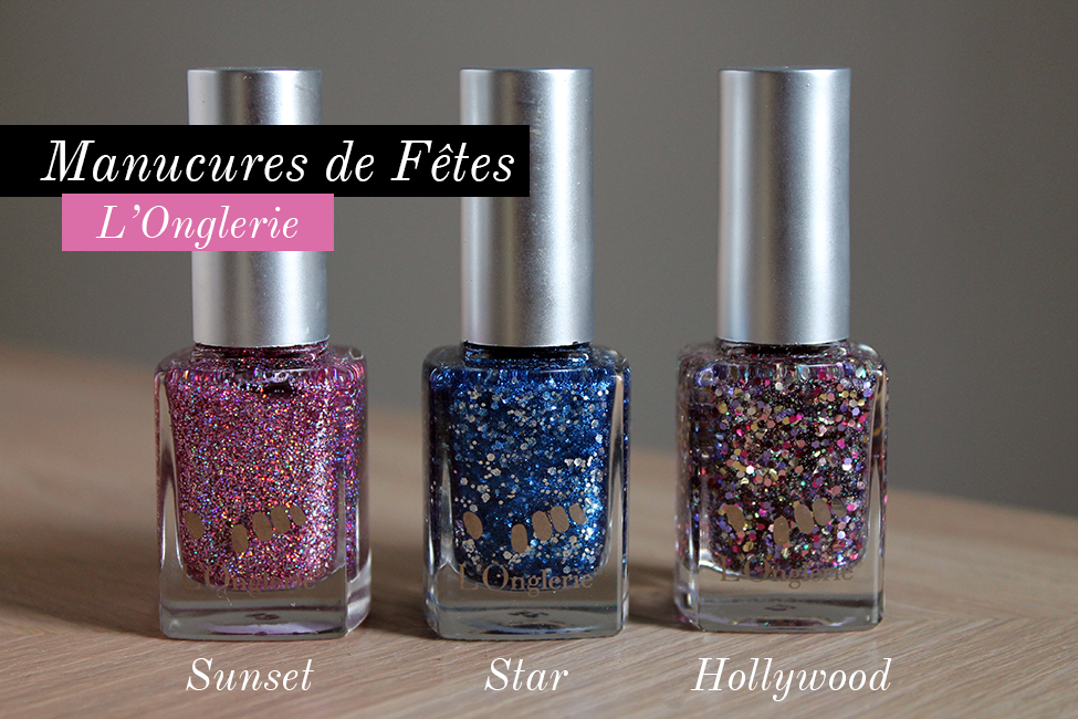 Vernis de fêtes à paillettes l'onglerie 3 couleurs